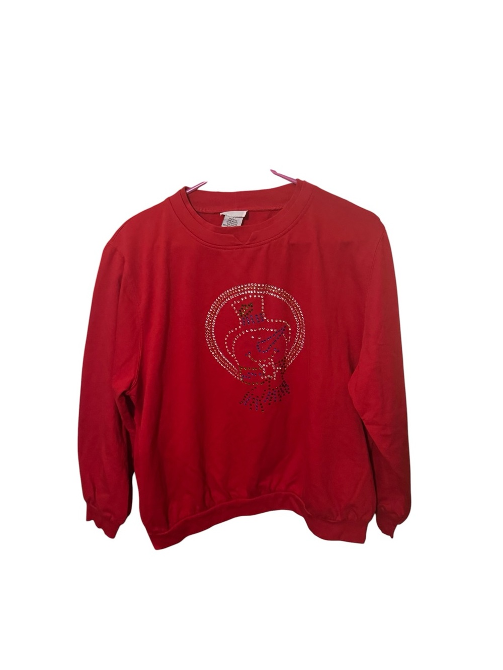 Vintage BonWorth Red Rhinestone Snowman Crewneck Sweatshirt Size: Medium Petite